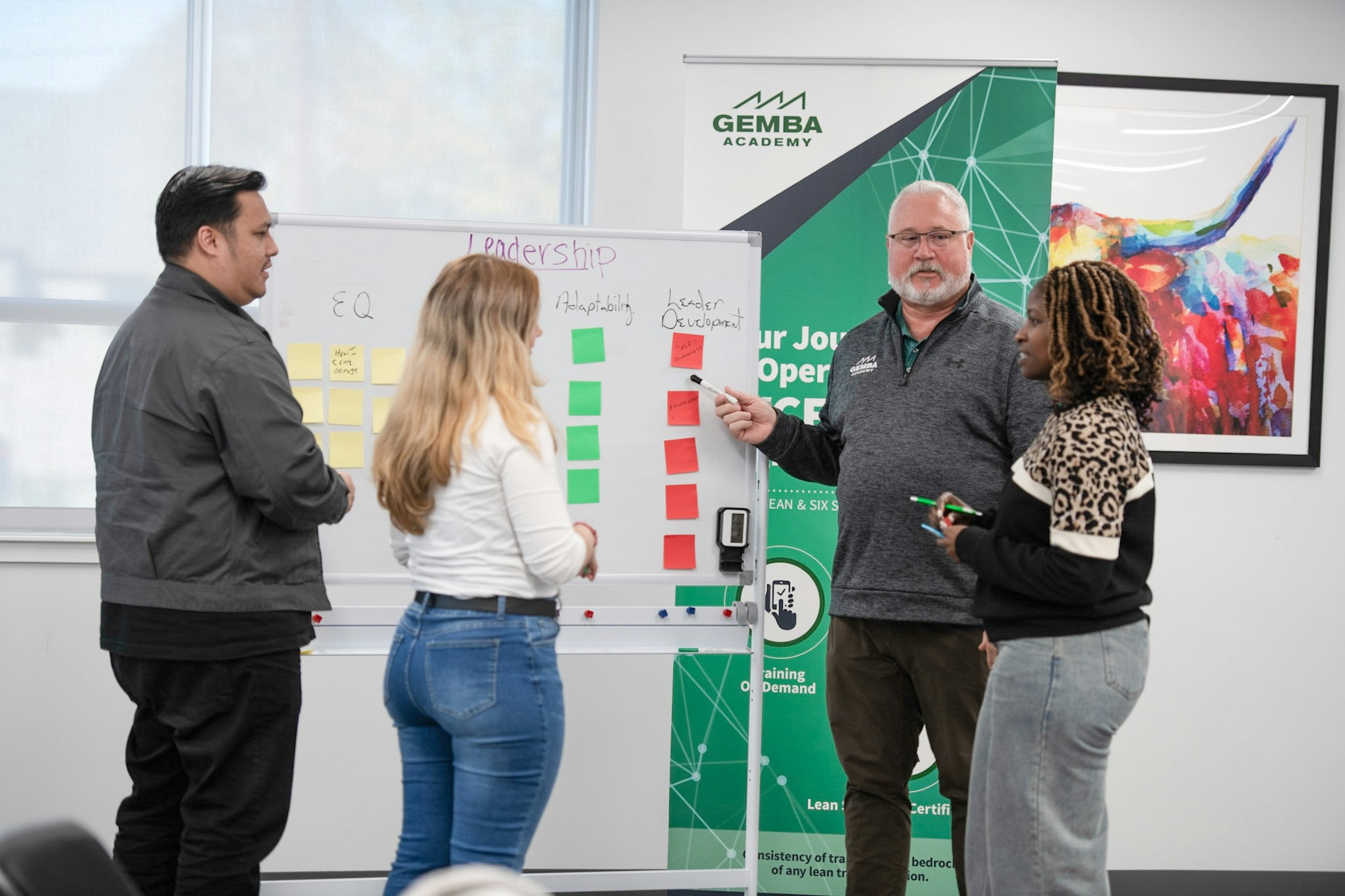 Ricky coaching at white board